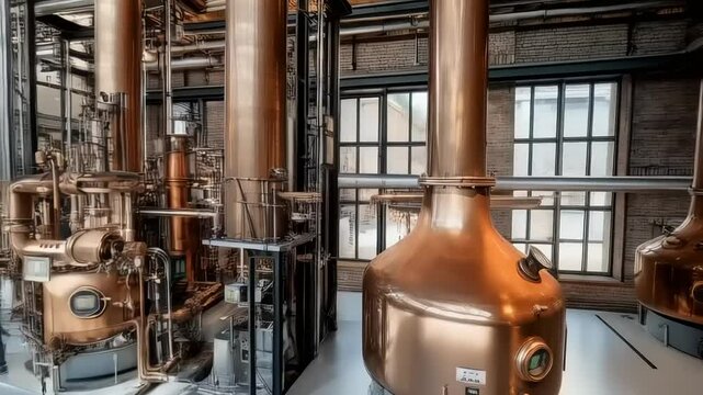 Inside a Modern Distillery: Gleaming Copper Stills and Industrial Chic Ambiance