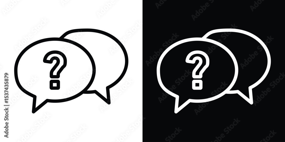 Poster comment question icon set in line.