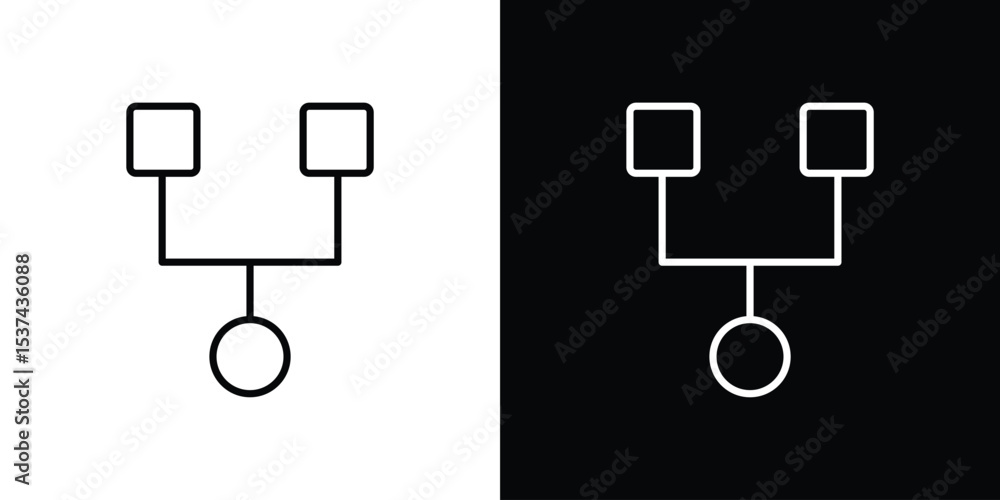 Poster code fork icon set in line.