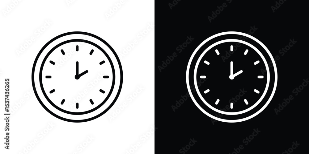 Poster clock two icon set in line.