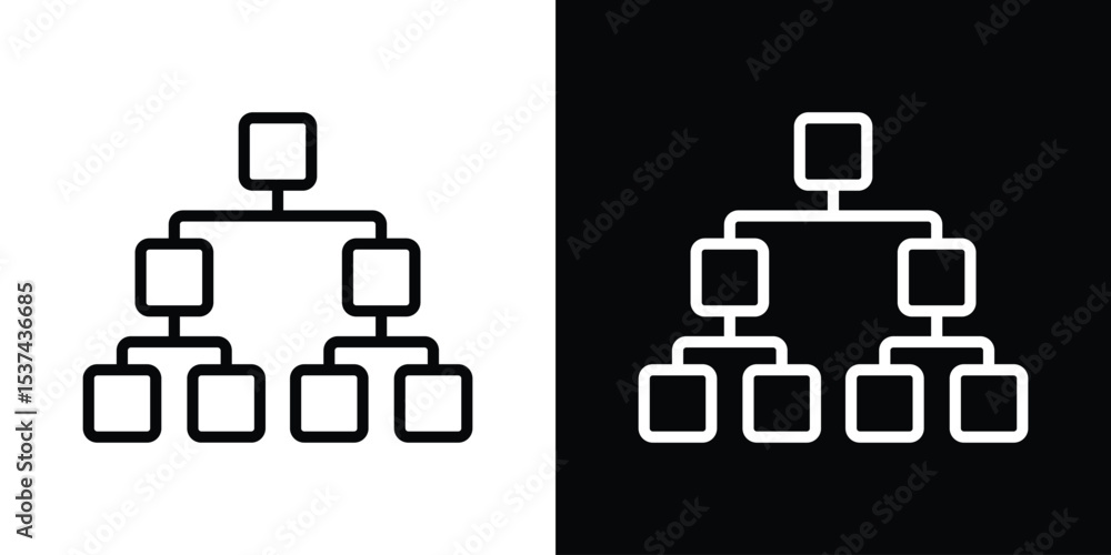 Poster chart tree icon set in line.