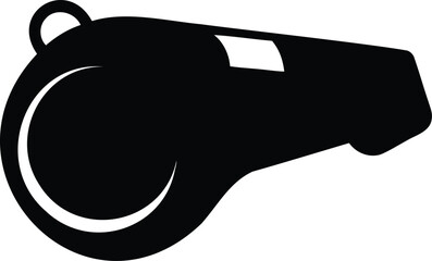 Black and white image depicting a classic coach whistle design illustration