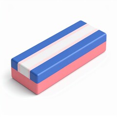 Pastel Blue Pink Striped Pencil Case on White Background
