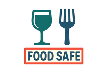 Fototapeta premium The packaging features a food safe icon, an international emblem, and symbols for glass and a fork