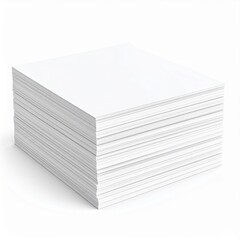 Stack of White Paper Sheets on White Background