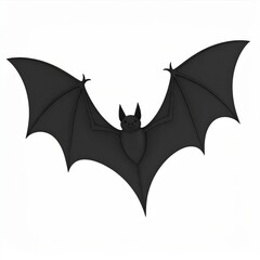 Black Bat in Flight Against White Background