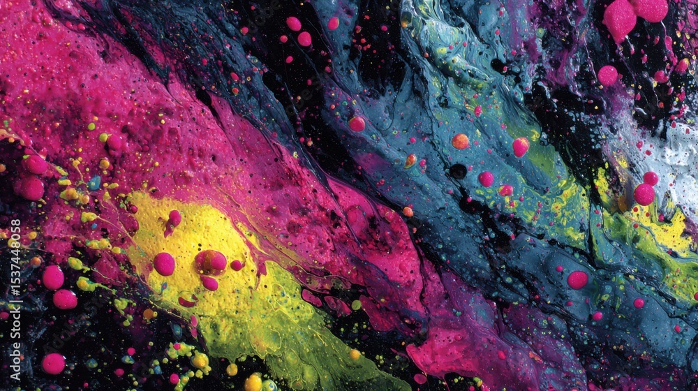 Poster a colorful painting with many different colors and shapes. the painting is abstract and has a lot of