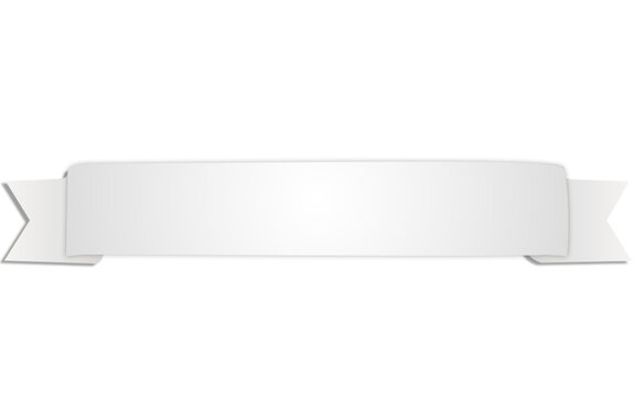 Elegant white ribbon banner with soft curves and subtle shading, perfect for text overlays, labels, banners, web designs, or invitations. Ideal for minimalist compositions, with no background.