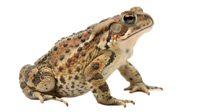 American Toad in Profile Pose, Isolated on Transparent Background