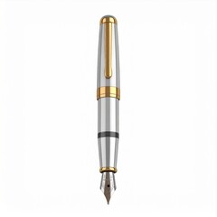 Naklejka premium Silver And Gold Fountain Pen With Gold Accents