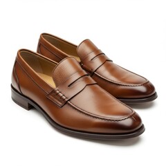 Elegant brown leather penny loafers for men premium quality footwear
