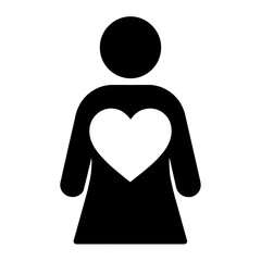 very simple flat and single minimalist Women with a Heart Silhouettes