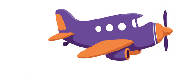 Purple and orange small airplane vector illustration with propeller and windows 
