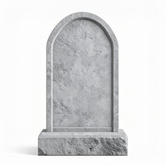 Grey Granite Gravestone with Arch Top on White Background