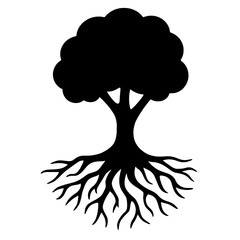 very simple flat and single minimalist Tree Root Silhouettes