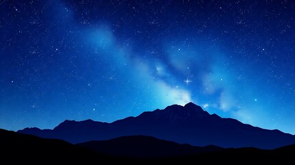 Night sky full of stars above mountain silhouette