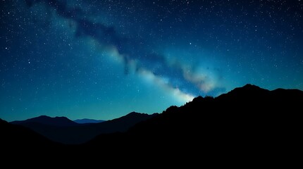 Night sky full of stars above mountain silhouette