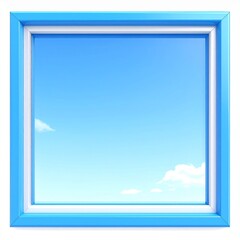 Blue Framed Window Showing a Bright Sky