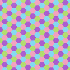 Seamless geometric colorful honeycomb pattern. Abstract background design texture, vector art illustration.