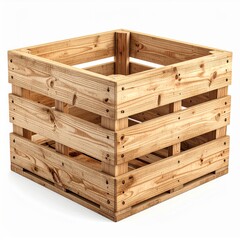 Empty Wooden Crate on White Background