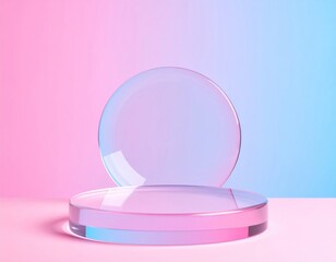 Pastel Pink and Blue Gradient Background with Glass Cylinders