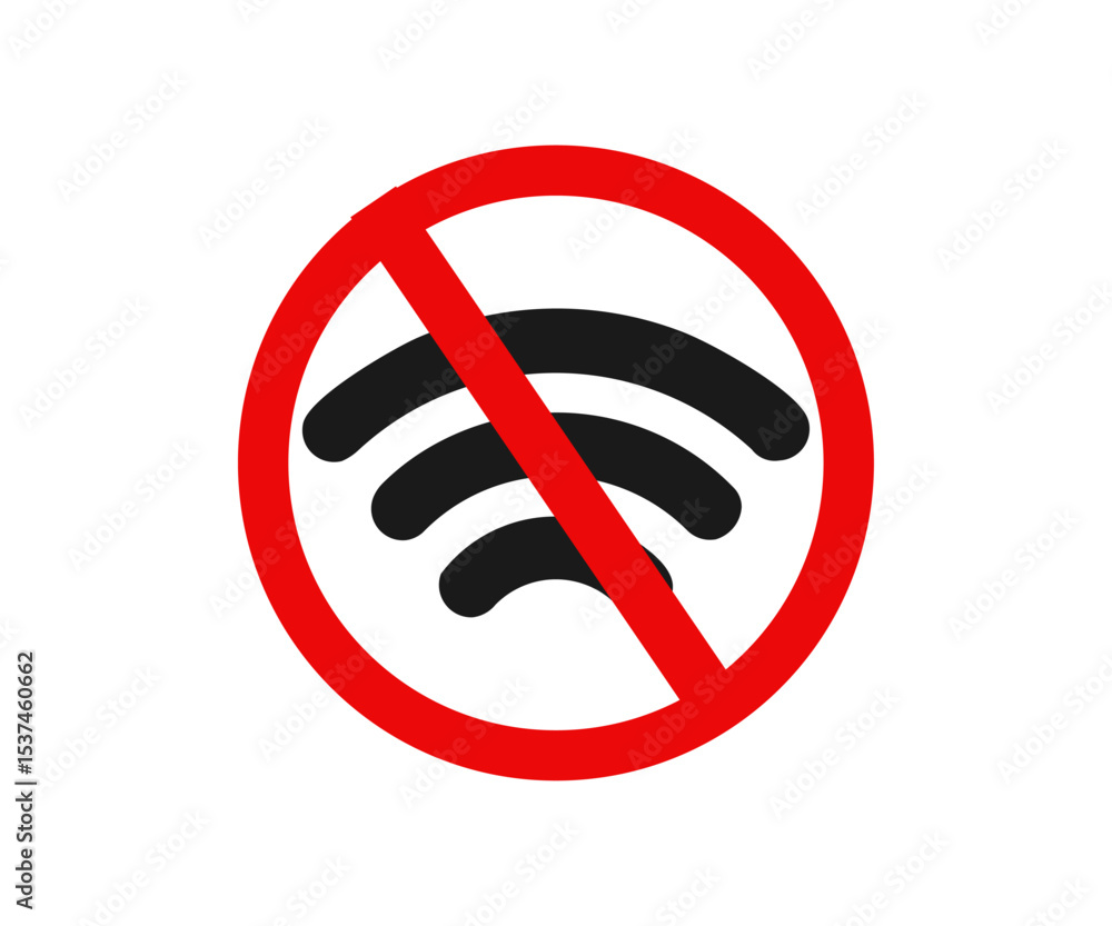Poster no wifi sign. indicating no wireless internet access. no wifi sign forbidden vector design and illus