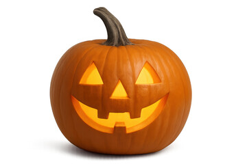 Halloween pumpkin featuring glowing eyes and mouth, isolated against a transparent background, creating a spooky and festive atmosphere