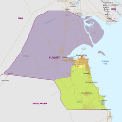 Detailed political map of Kuwait