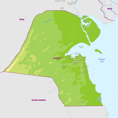 Detailed physical map of Kuwait