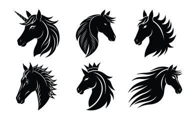 Horse head silhouettes vector