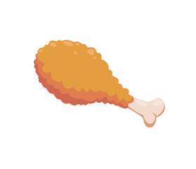 Fried chicken vector illustration. Barbecue grilled fried poultry, greasy fast food, tasty unhealthy snack with crispy