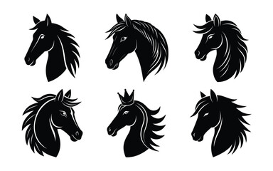 Fototapeta premium Horse head silhouettes vector