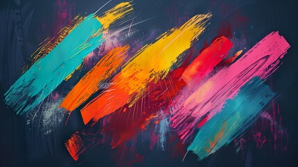 Color strokes on a black background close-up. Abstract background.