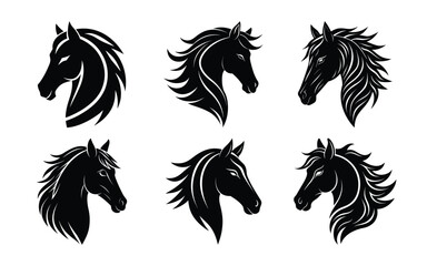 Horse head silhouettes vector