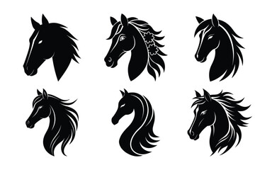 Horse head silhouettes vector