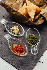 Georgian cuisine dish in a restaurant on a light background