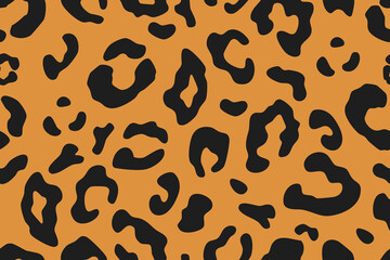Leopard skin pattern, animal leathern seamless design vector illustration. Africa banner, poster with tribal pattern