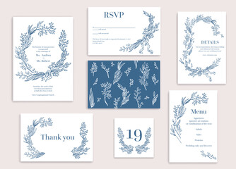 Blue wedding stationery