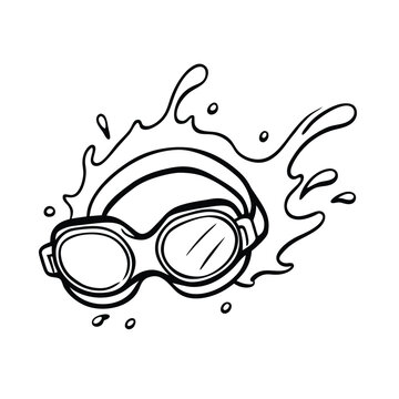 goggles splashing water black and white clip art preview