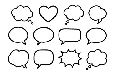 Empty Line Speech Bubbles Set Vector Illustration of Chat and Dialog Frames