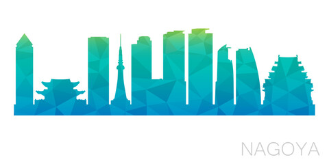 Nagoya, Japan Low Poly Skyline Clip Art City Design. Geometric Polygon Graphic Horizon Icon. Vector Illustration Symbol.