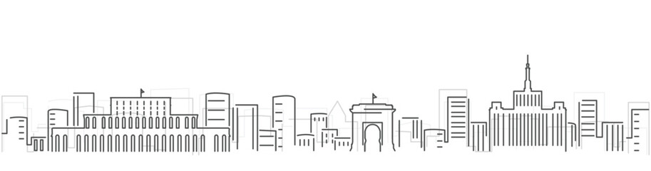 Bucharest Simple Dark Lines Skyline on White Background