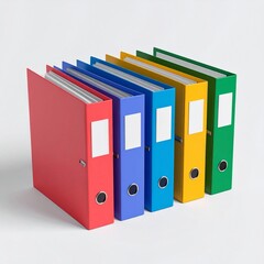Colorful Binders on White Background