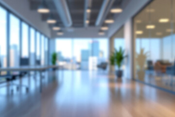 blurred for background. office building interior, empty hall in the modern office building. empty...