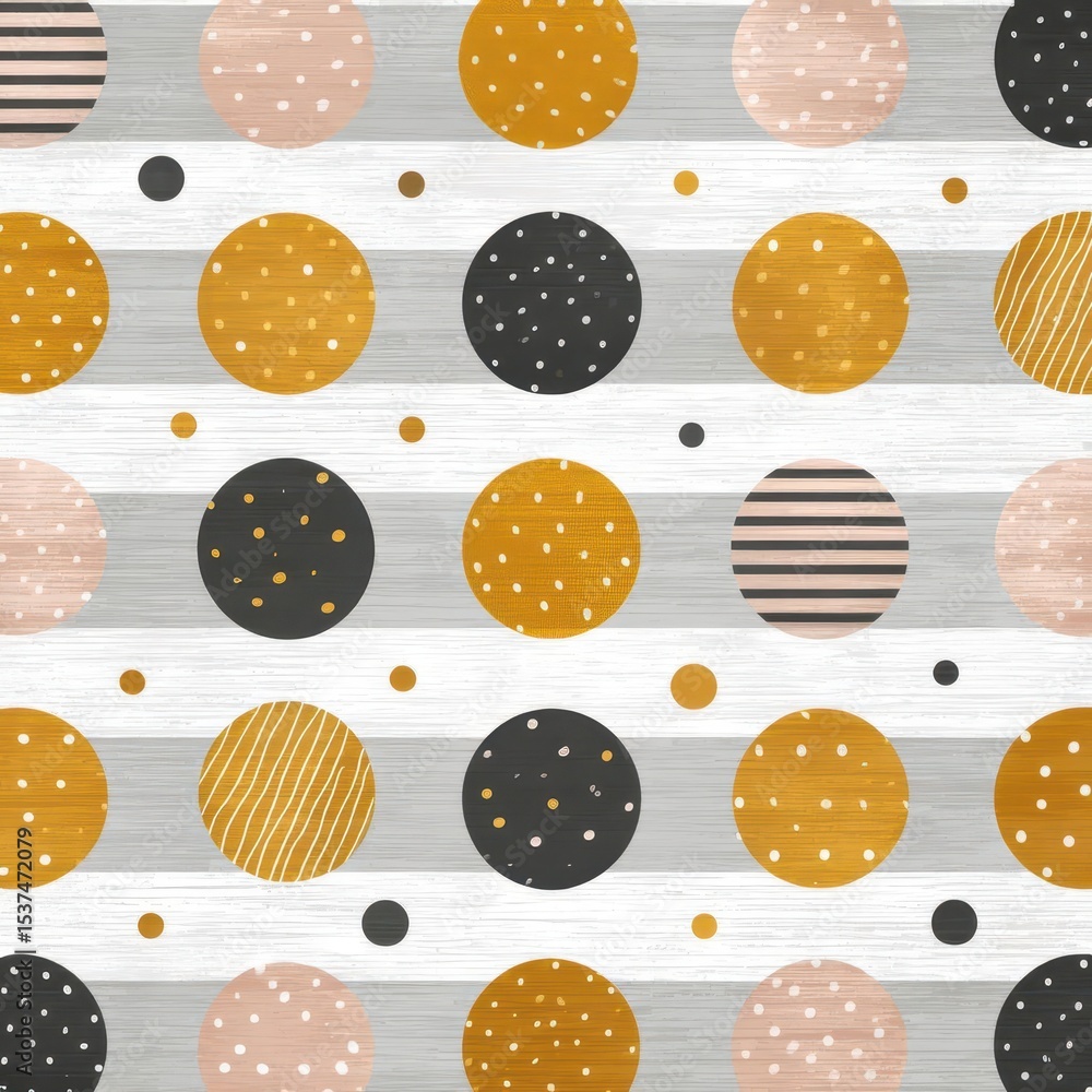 Poster the background is white with a modern abstract pattern of yellow and black dots and diagonal lines