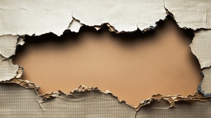 Torn Cardboard with Textured Surface Revealing Artful Destruction, Perfect for Ads and Backgrounds