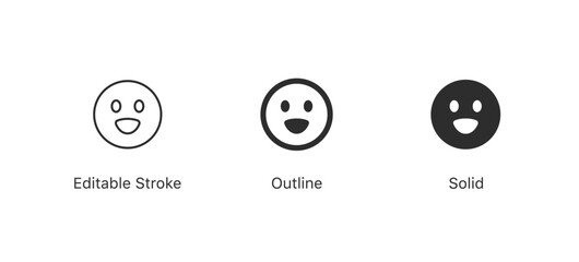 smiley emoticons, happy face. rating or feedback emojis. line outline emoticon. web vector icon