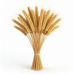 Golden Wheat Sheaf on White Background
