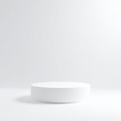 White Cylindrical Podium on White Background
