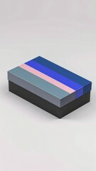 Rectangular Gift Box with Pastel Blue Grey and Pink Stripes